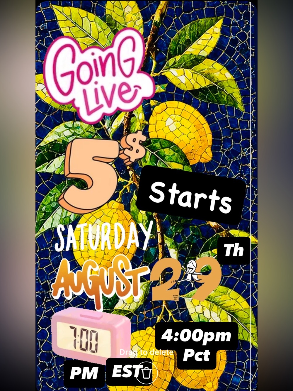 LIVE Saturday 8/29 @ 7pm Est / 4pm PCT | $5 STARTS + PAY 1 SHIPPING
